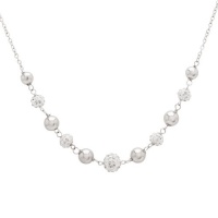 Sterling Silver Swarovski Elements Clear Crystal Beaded Ball Necklace, 17