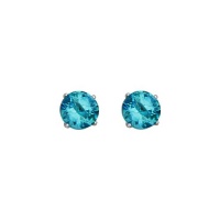 .925 Sterling Silver Rhodium Plated 3mm December Birthstone Round CZ Solitaire Basket Stud Earrings for Baby and Children & Women with Screw-back (Deep Blue)