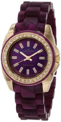 Anne Klein Women's 10/9668PMPR Swarovski Crystal Accented Purple Marbleized Gold-Tone Bracelet Watch