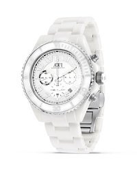 AWI International Round White Ceramic and Stainless Steel Watch, 42mm