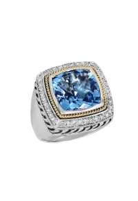 Effy Jewlery Balissima Diamond and Blue Topaz Ring, 8.37 TCW Ring size 7