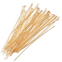 22K Gold Plated Head Pins - 21 Gauge - 2 Inches (50)