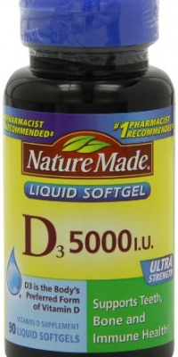 Nature Made Vitamin D-3, 5000IU, 90 Softgels