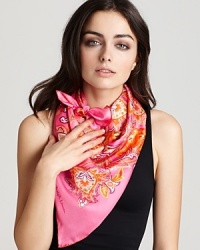 Pretty paisley print decorates this luxurious silk scarf from Lauren Ralph Lauren.