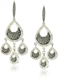 Judith Jack Sterling, Marcasite and Crystal Chandelier Drop Earrings