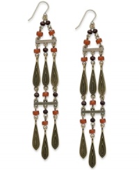 Drop in on modern fashion with these chandelier earrings from Lauren Ralph Lauren. Rows of beads create a dramatic look. Crafted in gold tone mixed metal. Approximate drop: 4-3/4 inches.