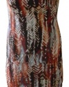 Baby Phat Women's Plus Size Feather Print Stretch Bodycon Dress (XXL, Brown)