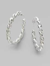 From the Glamazon Collection. A must-have hoop design in twisted sterling silver.Sterling silver Diameter, about 2 Post backs Imported 