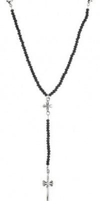 King Baby Men's MB Cross and Classic Dagger Small Black Agate Rosary