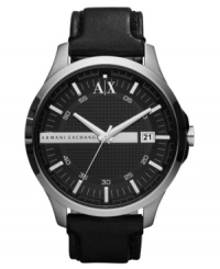 Dress down without sacrificing style: this casual watch from AX Armani Exchange boasts genuine leather and exact precision.