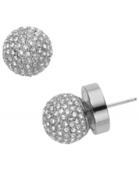 Life's a party. Michael Kors' disco-inspired style will reflect the light from every angle. Stud earrings crafted in silver tone mixed metal with pave-set Czech accents. Approximate diameter: 1/4 inch.