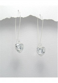 Heart CZ Earrings In Sterling Silver