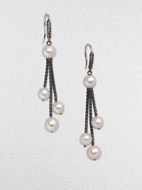 From the Midnight Pearl Collection. A simply chic design with a chains of box links and freshwater pearls to create a beautifully crafted style. Blackened sterling silverFreshwater pearlsLength, about 2Hook backImported 