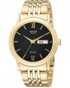 Citizen Quartz Day Date Gold Tone Black Dial Men's Watch - BK4052-59E