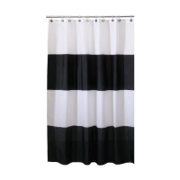 Interdesign Zeno Waterproof X-Long Shower Curtain, Black/White, 72 Inches X 96 Inches