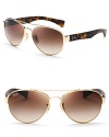 Shiny gold frames positively pop against the matte tortoise sides of these rounded Ray-Ban aviators.