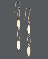 Add fluid style to your look with modern, linear drops. Crafted in 14k gold, earrings feature cut-out and solid oval links. Approximate drop: 3 inches.