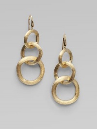 From the Jaipur Links Collection. Triple links of textured 18K gold for a dramatic statement.18K gold Length, about 1¾ French earwires Made in Italy 