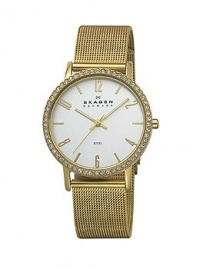 Skagen Gold Tone Mesh & Glitz Watch