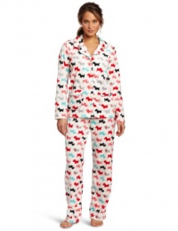 Dearfoams Women's Piped Notch Collar Pajama