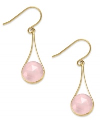 A touch of color livens any look. These stunning 10k gold earrings feature round-cut pink chalcedony stones (4-1/2 ct. t.w.) on french wire. Approximate drop: 1 inch.