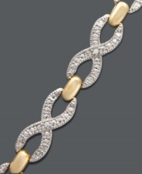 A sweet kiss of sparkling style. Victoria Townsend's X link bracelet shines with the addition of sparkling diamond accents set in 18k gold over sterling silver. Approximate length: 7 inches.