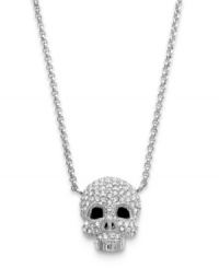 Toughen up. Add elegance and edginess in Eliot Danori's intricate skull pendant. Crafted in rhodium-plated mixed metal with sparkling crystal accents. Approximate length: 16 inches + 2-inch extender. Approximate drop: 1-1/2 inches.