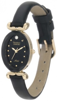 Armitron Women's 753248BKBK NOW Diamond Accented Gold-Tone Black Leather Watch