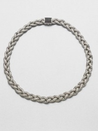 From the Classic Chain Collection. This nature-inspired style from a socially and environmentally responsible brand features intricately designed sterling silver chains in a braided style accented with a black sapphire encrusted closure. Sterling silverBlack sapphireLength, about 18Push clasp closureImported