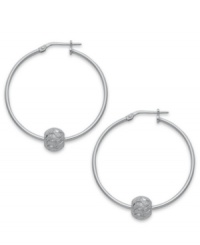 Added appeal. Giani Bernini takes its hoop earrings, set in sterling silver, to new heights of fashion with sparkle beads for a dazzling touch. Approximate diameter: 1-1/2 inches.