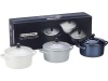 Le Creuset Stoneware Petite Round Casserole Gift Set; Red, White, Blue