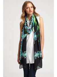 A brilliant, crystalized print adorns a plush silk scarf for can't-miss style.SilkAbout 28 X 110Dry cleanMade in Italy