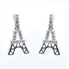 Silver Plated Clear Crystal Eiffel Tower Earrings Half Face