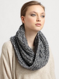 A cozy, stretchy knit wrap is crafted in a luxe blend of wool, cotton and mohair.Wool/Cotton/Mohair/Nylon16W X 13L X 15.5DDry cleanImported