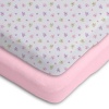 Gerber 2 Pack Cotton Knit Fitted Bassinet Sheet Pink/White Butterfly Design