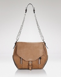 Heavy metal meets luxe leather in a perfectly-sized shoulder bag from Olivia Harris.