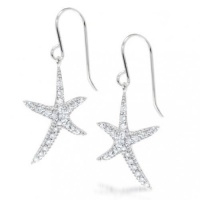 Bling Jewelry CZ Pave Starfish Dangle Earrings 925 Sterling Silver