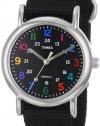 Timex Women's T2N869 Weekender Slip-Thru Black Nylon Strap Watch