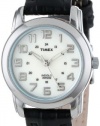 Timex Women's T2N435 Elevated Classics Sport Chic Black Leather Strap Watch