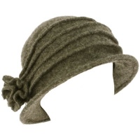 Wool Winter Cloche Bucket Flower Crushable Hat Gray