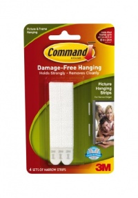 Command Narrow Picture Hanging Strips, White, 4-Strip