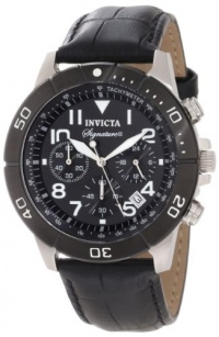 Invicta Men's 7345 Signature Chronograph Black Dial Black Leather Watch