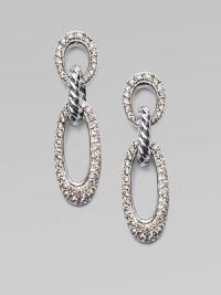 From the Silver Ice Collection. A dazzling, drop style showcasing brilliant diamonds set in sterling silver. Diamonds, 1.05 tcwSterling silverDrop, about 1¼Post backImported 