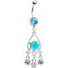 Floral Aqua Teardrop Chandelier Belly Ring