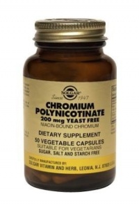 Solgar Chromium Polynicotinate Vegetable Capsules, 200 Mcg, 100 Count