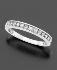 Round-cut channel-set diamonds (1/5 ct. t.w.) are the epitome of classic luxury. Diamond ring set in 14k white gold.