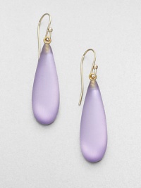 From the Lucite Collection. Sensuously sleek and smooth drops of hand-sculpted, hand-painted Lucite are simply stunning.LuciteGoldtoneDrop, about 1.75Width, about .5Ear wireMade in USA