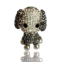 Korean Poodle Puppy Dog Style Flash Diamond Crystal Key Chain Ring Keyring Keychain Fob Holder Bag Handbag Ornament Decoration Hook, Black