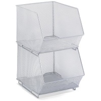 Mesh Stacking Bin Silver (Sold as 1 Bin) 11 x 15 x 8 h