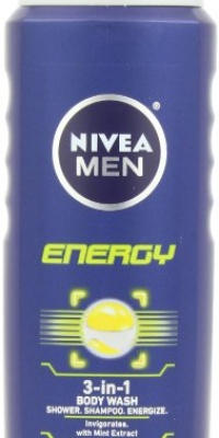 Nivea For Men Energy Hair and Body Wash, 16.9-Ounce Bottle (Pack of 3)